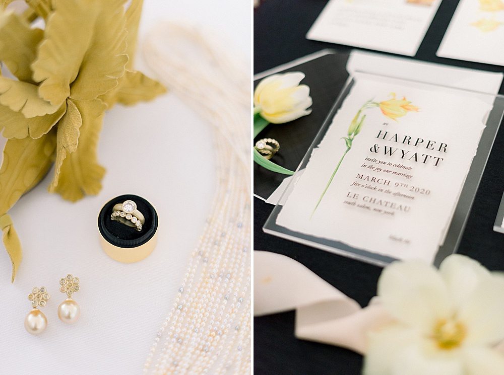 A styled shoot at Le Chateau in South Salem, NY. Inspired by stately elegance for a modern, springtime Bride.