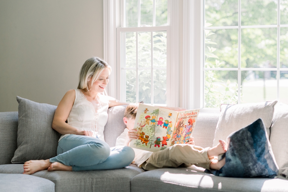 Reading is one of the 4 Activities for At Home Family Photo Sessions that photographers recommend.